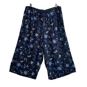 𝅺Uniqlo Floral Wide Leg Culottes Capri Pants  - Size XL